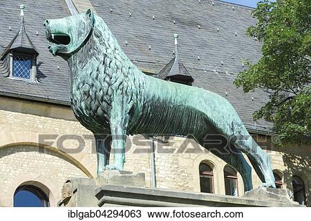 Replica of Brunswick Lion, bronze statue, Imperial Palace, Kaiserpfalz, UNESCO World Heritage Site, Goslar, Harz, Lower Saxony, Germany, Europe View Large Photo Image Stock Image - Replica of Brunswick Lion, bronze statue, Imperial Palace, Kaiserpfalz, UNESCO World Heritage Site, Goslar, Harz, Lower Saxony, Germany, Europe. Fotosearch