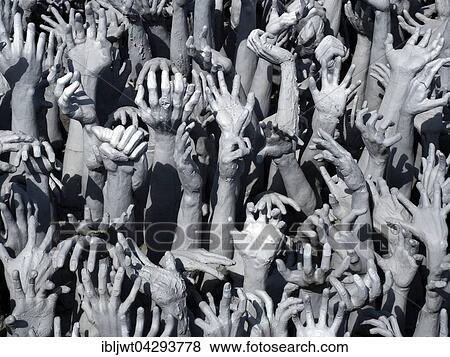 Representation of hell, hands pleading for help, entrance to white temple, Wat Rong Khun, Chiang Rai, Thailand, Asia View Large Photo Image Stock Photo - Representation of hell, hands pleading for help, entrance to white temple, Wat Rong Khun, Chiang Rai, Thailand, Asia. Fotosearch
