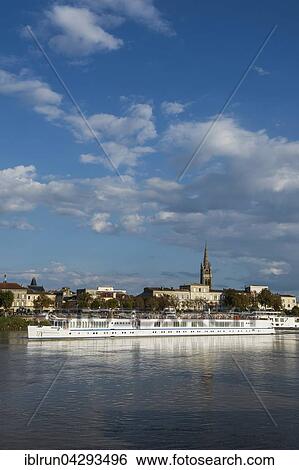 River cruise ship on the Dordogne river, Libourne, Departement Gironde, France, Europe View Large Photo Image Stock Photograph - River cruise ship on the Dordogne river, Libourne, Departement Gironde, France, Europe. Fotosearch