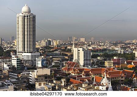 River Park Condominium, tower at Menam Chao Phraya, Wat Chakrawat, Chakkrawat Temple, panoramic view from Grand China Hotel, Chinatown, Bangkok, Thailand, Asia View Large Photo Image Stock Image - River Park Condominium, tower at Menam Chao Phraya, Wat Chakrawat, Chakkrawat Temple, panoramic view from Grand China Hotel, Chinatown, Bangkok, Thailand, Asia. Fotosearch