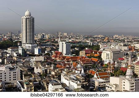 River Park Condominium, tower at Menam Chao Phraya, Wat Chakrawat, Chakkrawat Temple, panoramic view from Grand China Hotel, Chinatown, Bangkok, Thailand, Asia View Large Photo Image Stock Photograph - River Park Condominium, tower at Menam Chao Phraya, Wat Chakrawat, Chakkrawat Temple, panoramic view from Grand China Hotel, Chinatown, Bangkok, Thailand, Asia. Fotosearch