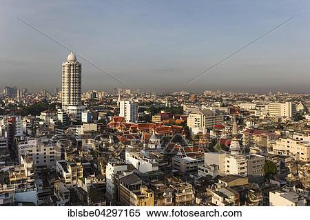 River Park Condominium, tower at Menam Chao Phraya, Wat Chakrawat, Chakkrawat Temple, panoramic view from Grand China Hotel, Chinatown, Bangkok, Thailand, Asia View Large Photo Image Stock Photography - River Park Condominium, tower at Menam Chao Phraya, Wat Chakrawat, Chakkrawat Temple, panoramic view from Grand China Hotel, Chinatown, Bangkok, Thailand, Asia. Fotosearch