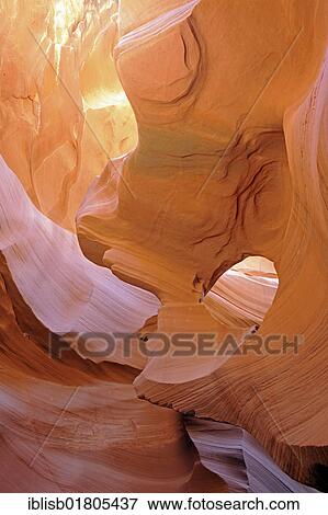 Stock Photo - Rock shapes, colors and textures in the Antelope Slot Canyon, Arizona, USA, America. Fotosearch