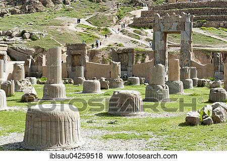 Ruins, bases of columns, Hundred Column Hall, ancient Persian city of Persepolis, UNESCO World Heritage Site, Fars Province, Iran, Asia View Large Photo Image Stock Photo - Ruins, bases of columns, Hundred Column Hall, ancient Persian city of Persepolis, UNESCO World Heritage Site, Fars Province, Iran, Asia. Fotosearch