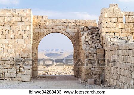 Stock Image - Ruins of Avdat, ancient city of the Nabataeans, Incense Route, Avdat National Park, UNESCO World Heritage Site, Negev Desert, Israel, Asia. Fotosearch
