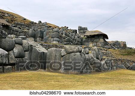 Stock Image - Ruins of the Inca fortress of Sacsayhuaman, Cusco Province, Peru, South America. Fotosearch
