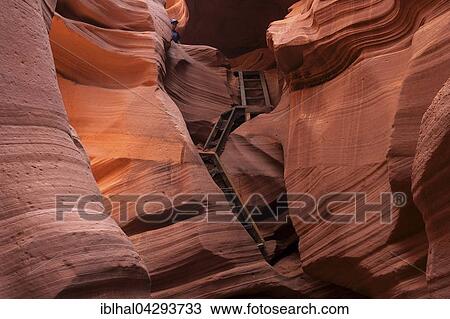 Sandstone formations, stairs descending into Lower Antelope Canyon, Slot Canyon, Page, Arizona, USA, North America View Large Photo Image Stock Image - Sandstone formations, stairs descending into Lower Antelope Canyon, Slot Canyon, Page, Arizona, USA, North America. Fotosearch