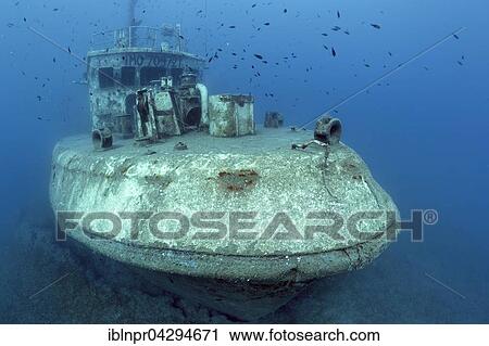 Stock Image - Shipwreck Constandis, sunk for divers, underwater reserve Dasoudi, Limassol, Mediterranean, Cyprus, Europe. Fotosearch