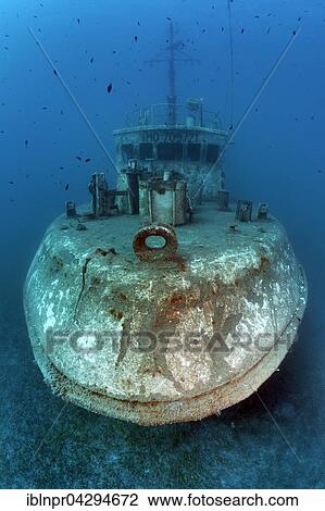 Stock Image - Shipwreck Constandis, sunk for divers, underwater reserve Dasoudi, Limassol, Mediterranean, Cyprus, Europe. Fotosearch