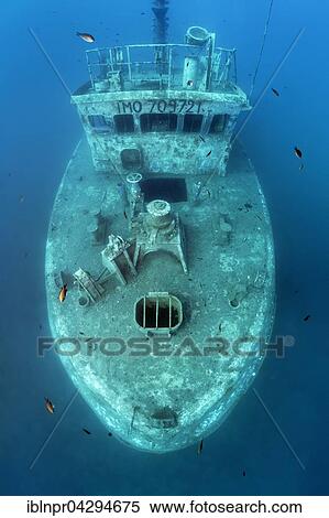 Stock Photography - Shipwreck Constandis, sunk for divers, underwater reserve Dasoudi, Limassol, Mediterranean, Cyprus, Europe. Fotosearch