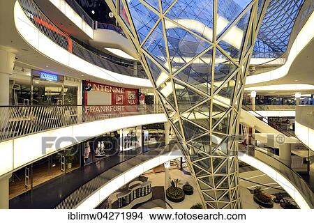 Picture - Shopping center MyZeil, architect Massimiliano Fuksas, Palaisquartier, Frankfurt am Main, Hesse, Germany, Europe. Fotosearch