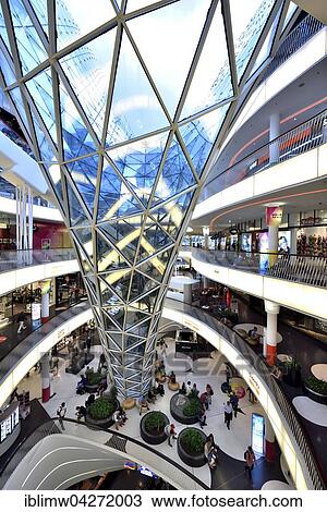 Stock Image - Shopping center MyZeil, architect Massimiliano Fuksas, Palaisquartier, Frankfurt am Main, Hesse, Germany, Europe. Fotosearch