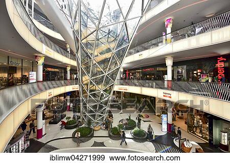 Stock Photo - Shopping center MyZeil, architect Massimiliano Fuksas, Palaisquartier, Frankfurt am Main, Hesse, Germany, Europe. Fotosearch