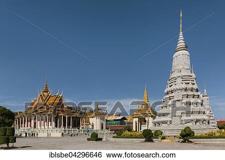 Silver Pagoda and Stupa of King Ang Duong, Royal Palace, Phnom Penh, Cambodia, Asia View Large Photo Image Stock Photograph - Silver Pagoda and Stupa of King Ang Duong, Royal Palace, Phnom Penh, Cambodia, Asia. Fotosearch