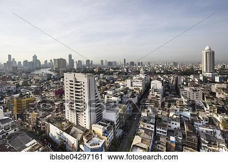 Skyline, city view, skyscrapers, Bang Rak Financial District, Silom District, panoramic view from Grand China Hotel, Chinatown, Bangkok, Thailand, Asia View Large Photo Image Stock Image - Skyline, city view, skyscrapers, Bang Rak Financial District, Silom District, panoramic view from Grand China Hotel, Chinatown, Bangkok, Thailand, Asia. Fotosearch