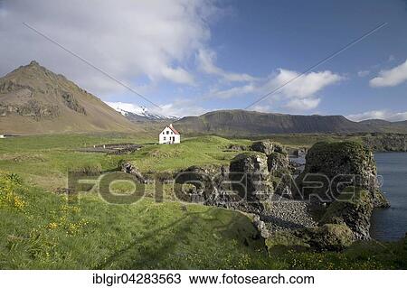 Stock Image - Small isolated house, Arnarstapi, Iceland, Europe. Fotosearch