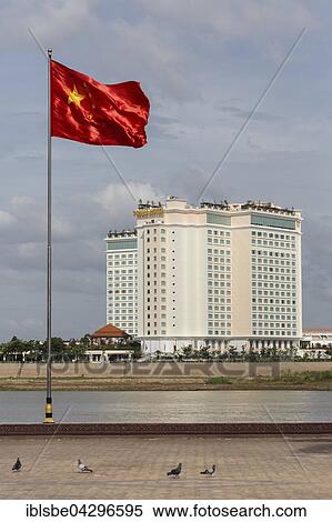 Sokha Hotel, Tonle Sap River, Chinese flag, Sisowath Quay, Phnom Penh, Cambodia, Asia View Large Photo Image Stock Photography - Sokha Hotel, Tonle Sap River, Chinese flag, Sisowath Quay, Phnom Penh, Cambodia, Asia. Fotosearch