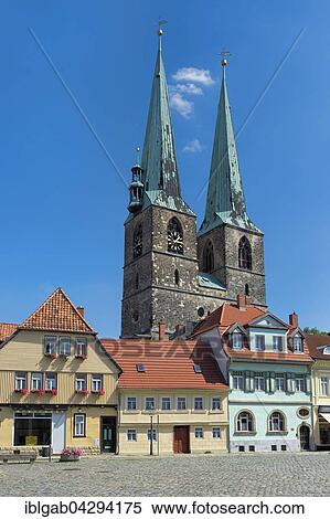 Stock Photography - St. Nikolai Church, UNESCO World Heritage Site, Quedlinburg, Harz, Saxony-Anhalt, Germany, Europe. Fotosearch