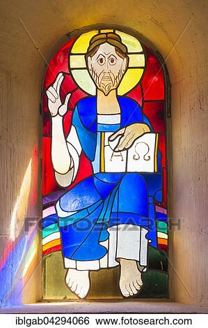 Stock Photograph - St. Ulrich's Chapel, stained glass windows, Imperial Palace, Kaiserpfalz, UNESCO World Heritage Site, Goslar, Harz, Lower Saxony, Germany, Europe. Fotosearch