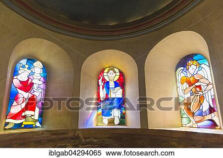 Stock Photography - St. Ulrich's Chapel, stained glass windows, Imperial Palace, Kaiserpfalz, UNESCO World Heritage Site, Goslar, Harz, Lower Saxony, Germany, Europe. Fotosearch