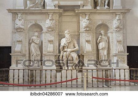 Stock Photo - Statue of Moses by Michelangelo, interior view, San Pietro in Vincoli Church, Rome, Italy, Europe. Fotosearch