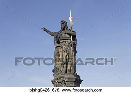Statue, Saint John the Baptist, Charles Bridge, Prague, Czech Republic, Europe View Large Photo Image Stock Photo - Statue, Saint John the Baptist, Charles Bridge, Prague, Czech Republic, Europe. Fotosearch