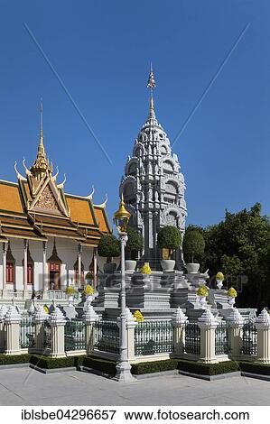 Stupa of Princess Kantha Bopha in front of the Silver Pagoda in the Royal Palace District, Phnom Penh, Cambodia, Asia View Large Photo Image Stock Photo - Stupa of Princess Kantha Bopha in front of the Silver Pagoda in the Royal Palace District, Phnom Penh, Cambodia, Asia. Fotosearch