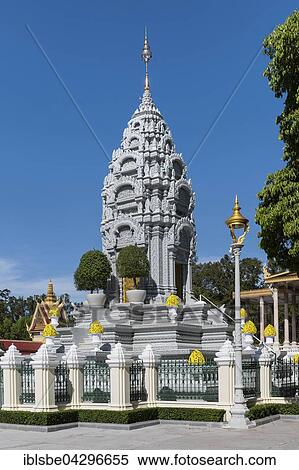 Stock Photography - Stupa of Princess Kantha Bopha next to the Silver Pagoda in the Royal Palace District, Phnom Penh, Cambodia, Asia. Fotosearch