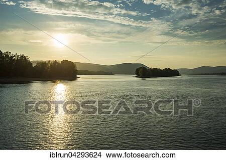 Sunset over the Danube, between Budapest and Visegrad, Hungary, Europe View Large Photo Image Picture - Sunset over the Danube, between Budapest and Visegrad, Hungary, Europe. Fotosearch