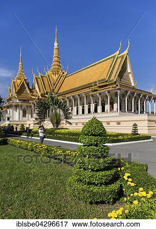Throne hall, coronation hall, Preah Tineang Tevea Vinichhay, artistic hedge, Royal Palace, Phnom Penh, Cambodia, Asia View Large Photo Image Stock Photo - Throne hall, coronation hall, Preah Tineang Tevea Vinichhay, artistic hedge, Royal Palace, Phnom Penh, Cambodia, Asia. Fotosearch