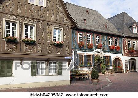 Timbered houses in Hattenheim, Eltville am Rhein, Rheingau, Hesse, Germany, Europe View Large Photo Image Stock Image - Timbered houses in Hattenheim, Eltville am Rhein, Rheingau, Hesse, Germany, Europe. Fotosearch