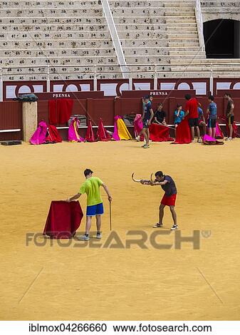 Toreros practicing bullfighting, La Malagueta bullring, Malaga, Andalucia, Costa del Sol, Spain, Europe View Large Photo Image Stock Image - Toreros practicing bullfighting, La Malagueta bullring, Malaga, Andalucia, Costa del Sol, Spain, Europe. Fotosearch