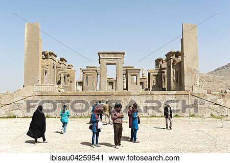 Tourists, relief with guards figures, gates in ruins, palace of Xerxes, ancient Persian city of Persepolis, UNESCO World Heritage Site, Fars Province, Iran, Asia View Large Photo Image Stock Image - Tourists, relief with guards figures, gates in ruins, palace of Xerxes, ancient Persian city of Persepolis, UNESCO World Heritage Site, Fars Province, Iran, Asia. Fotosearch