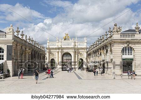 Triumphal Arch Arc Here, Place Stanislas square, UNESCO World Heritage Site, Nancy, Meurthe-et-Moselle, Lorraine, France, Europe View Large Photo Image Picture - Triumphal Arch Arc Here, Place Stanislas square, UNESCO World Heritage Site, Nancy, Meurthe-et-Moselle, Lorraine, France, Europe. Fotosearch