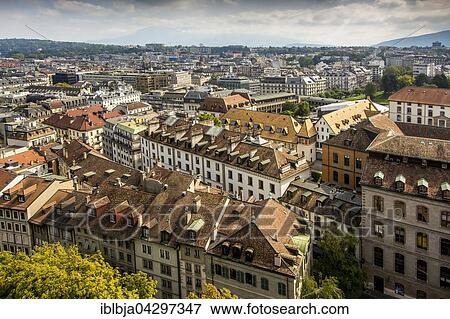 View across roofs, Geneva, Switzerland, Europe View Large Photo Image Stock Photo - View across roofs, Geneva, Switzerland, Europe. Fotosearch