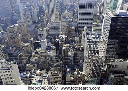 Stock Photo - View of skyscrapers, Top of the Rock observation deck, Rockefeller Center, Manhattan, New York, USA, North America. Fotosearch
