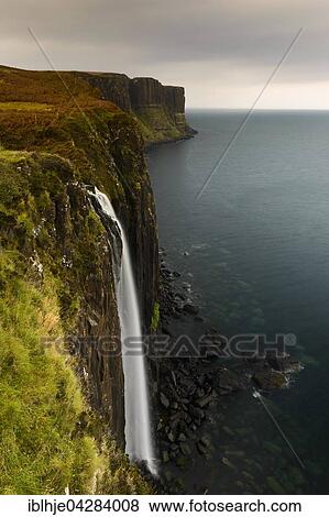 Waterfall Kilt Rock Isle Of Skye Scotland Stock Photo Iblhje Fotosearch