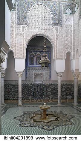 Stock Photo - Well in courtyard, mausoleum of Moulay Ismail, Meknes, Meknes-Tafilalet, Morocco, Africa. Fotosearch
