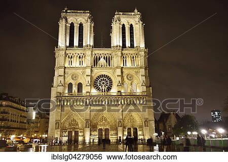 West Portal, Gothic cathedral Notre Dame de Paris at night, Ile da la Cite, Paris, Ile-de-Fance, France, Europe View Large Photo Image Stock Photograph - West Portal, Gothic cathedral Notre Dame de Paris at night, Ile da la Cite, Paris, Ile-de-Fance, France, Europe. Fotosearch