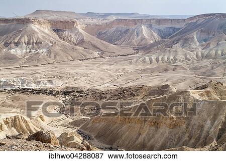 Stock Photo - Wilderness of Zin, stone desert, part of the Negev Desert, headwaters of the Nahal Zin, at Kibbutz Sde Boker, South District, Israel, Asia. Fotosearch