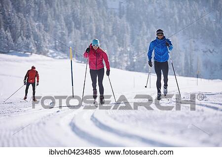 Woman and man, cross-country skiing, Seilrain, Sellraintal, Stubai Alps, Tyrol, Austria, Europe View Large Photo Image Stock Photography - Woman and man, cross-country skiing, Seilrain, Sellraintal, Stubai Alps, Tyrol, Austria, Europe. Fotosearch