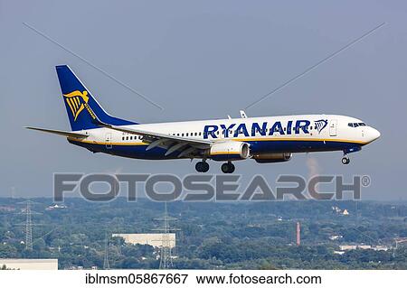Stock Photo - A Boeing 737-800 aircraft of Ryanair with the registration EI-ENJ at Dortmund Airport (DTM), Dortmund, Germany, Europe. Fotosearch