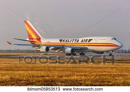 Stock Image - A Boeing 747-400BCF aircraft of Kalitta Air with registration number N745CK at Leipzig Halle Airport (LEJ), Leipzig, Germany, Europe. Fotosearch