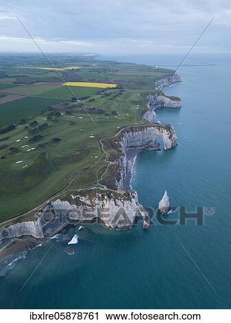 Aerial view, Aiguille d'Etretat, cliffs, chalk cliffs of Etretat, Département Seine-Maritime, Normandy, France, Europe View Large Photo Image Stock Image - Aerial view, Aiguille d'Etretat, cliffs, chalk cliffs of Etretat, Département Seine-Maritime, Normandy, France, Europe. Fotosearch
