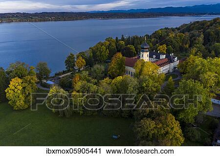 Aerial view, Bernried Monastery, Bernried on Lake Starnberg, Fünfseenland, Pfaffenwinkel, Upper Bavaria, Bavaria, Germany, Europe View Large Photo Image Stock Image - Aerial view, Bernried Monastery, Bernried on Lake Starnberg, Fünfseenland, Pfaffenwinkel, Upper Bavaria, Bavaria, Germany, Europe. Fotosearch