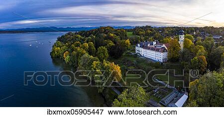 Aerial view, Bernried Monastery, Bernried on Lake Starnberg, Fünfseenland, Pfaffenwinkel, Upper Bavaria, Bavaria, Germany, Europe View Large Photo Image Stock Photo - Aerial view, Bernried Monastery, Bernried on Lake Starnberg, Fünfseenland, Pfaffenwinkel, Upper Bavaria, Bavaria, Germany, Europe. Fotosearch
