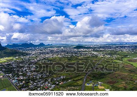 Aerial view, Black River region, in the back the villages Vacoas-Phönix and Quatre Bornes, Mauritius, Africa View Large Photo Image Stock Image - Aerial view, Black River region, in the back the villages Vacoas-Phönix and Quatre Bornes, Mauritius, Africa. Fotosearch