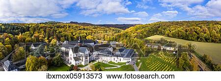 Aerial view, Eberbach Monastery, Eltville am Rhein, Hesse, Germany, Europe View Large Photo Image Stock Image - Aerial view, Eberbach Monastery, Eltville am Rhein, Hesse, Germany, Europe. Fotosearch