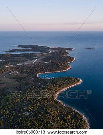 Aerial view, headland with bays, Premantura peninsula, Croatia, Europe View Large Photo Image Stock Image - Aerial view, headland with bays, Premantura peninsula, Croatia, Europe. Fotosearch