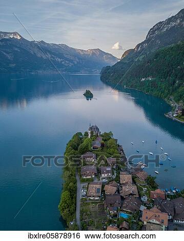 Aerial view, Iseltwald on Lake Brienz, Bernese Oberland, Switzerland, Europe View Large Photo Image Stock Photograph - Aerial view, Iseltwald on Lake Brienz, Bernese Oberland, Switzerland, Europe. Fotosearch